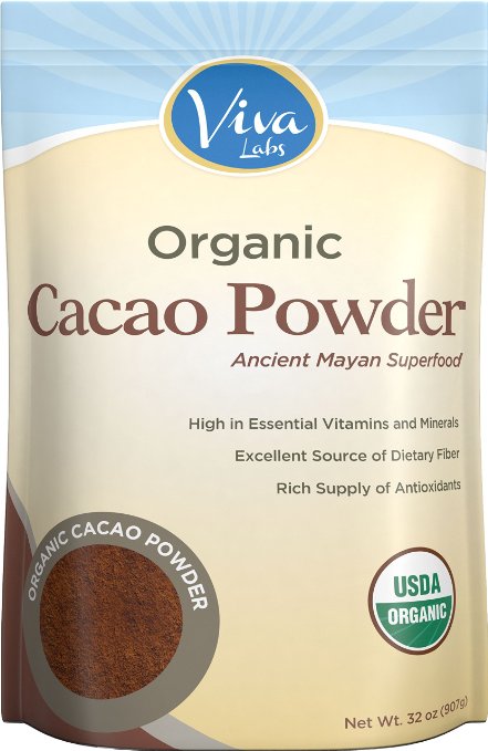 Viva Labs #1 Best Selling Certified Organic Cacao Powder from Superior Criollo Beans, 2lb Bag