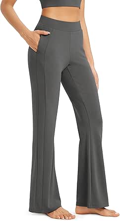 ODODOS Women's Modal Soft Mini Flared Pants with Pockets High Waist Pull-On Casual Lounge Pants-29/31" Inseam