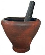 Clay Mortar with Wooden Pestle 8"