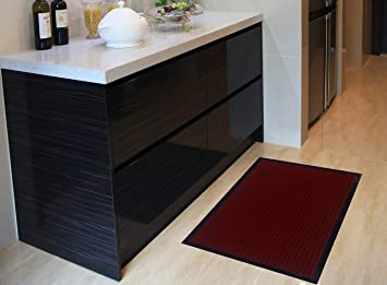 Sweet Home Stores Indoor/Outdoor Utility Ribbed Easy-Clean Non-Slip Doormat, 16" X 24", Red (SH-ERT700-16X24)
