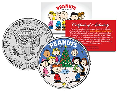 PEANUTS Gang CHRISTMAS Tree Carolers JFK Half Dollar Coin CHARLIE BROWN & SNOOPY