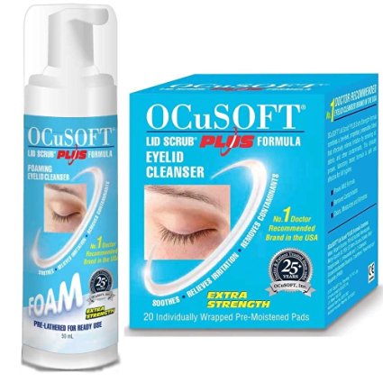OcuSoft Plus Extra strength antibacterial eyelid cleansing treatment for Blepharitis, styes and cysts