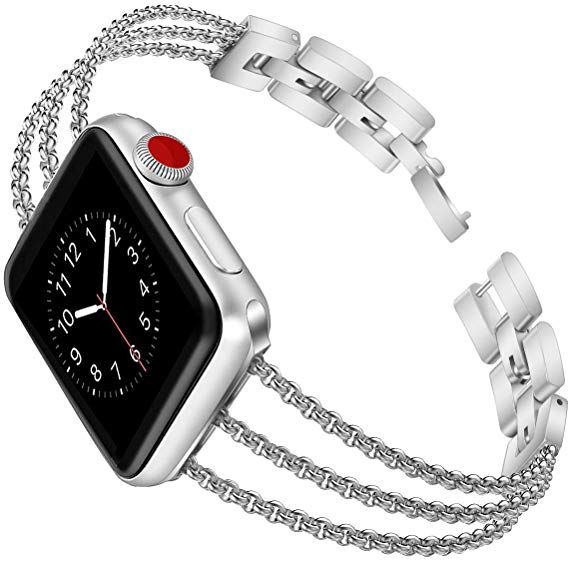 Biaoge Metal Band Compatible for Apple Watch Band Series 4 40mm 44mm/ iWatch Series 3 2 1 38mm 42mm, Wristband Strap Cuff Bangle Bracelet