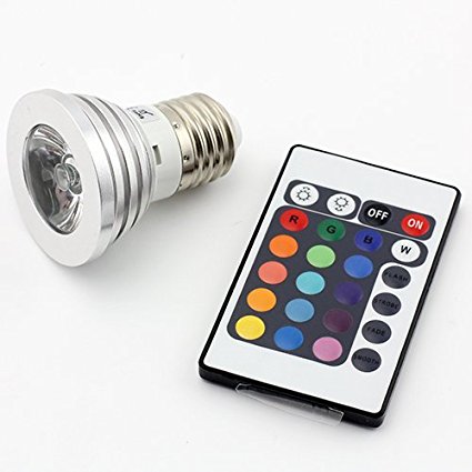 SUPERNIGHT(TM) 3W E27/E26 Medium Screw Base RGB Multi-color LED Light Bulb 16 Color Changing Lamp AC 85~265V IR Remote Control Bars, KTV, Party, Show, Mood Light