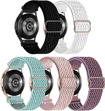 GBPOOT 20mm 5 Pack Nylon Straps Compatible with Samsung Galaxy Watch 6/5/5 Pro/4 40mm 44mm/Watch 4 Classic 42mm 46mm/Watch 4 LTE/Active 2(40mm/44mm)/Watch 3 41mm/Gear S2 Classic,20MM