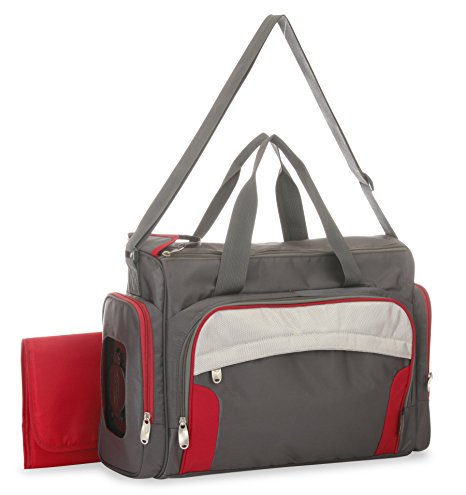 Graco Chili Red Duffle Diaper Bag with Smart Organizer System, Grey/Red