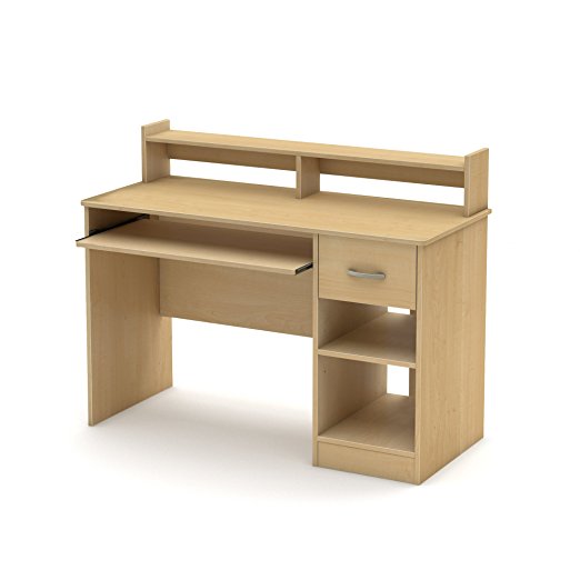 Axess Desk - Modern Design - Keyboard Tray and One Drawer - Natural Maple - by South Shore