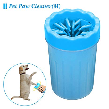 Dog Paw Cleaner, Portable Pet Paw Cleaner Puppy Paw Cleaner Brush Cup Dog Foot Washer with Comfortable Silicone Bristles for Dogs Medium,Puppy,Cats Grooming with Muddy Paw(Blue-Medium)