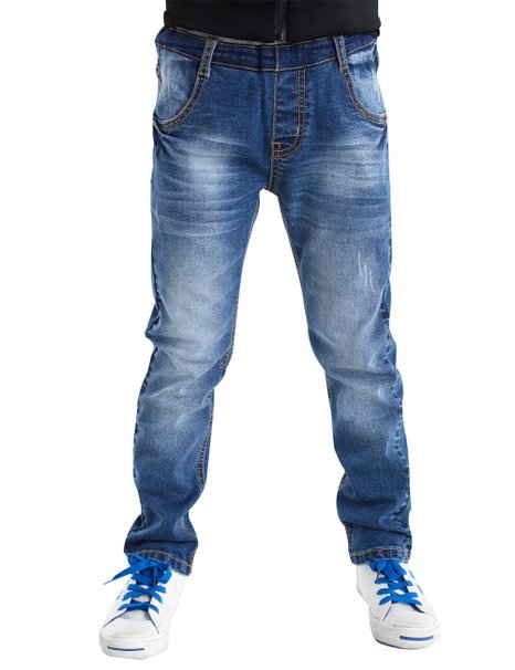 BYCR Boys' Blue Denim Jean Elastic Waist Pants for Kids Size 4-12 No. 71500092