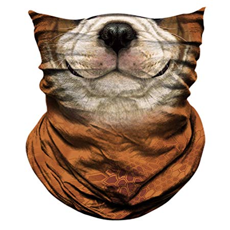 3D Animal Neck Gaiter Scarf Bandana Face Mask Seamless UV Protection for Outdoor Activities
