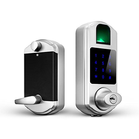 All in One Keyless Keypad Fingerprint Biometric Deadbolt Door Lock 100 User Capacity