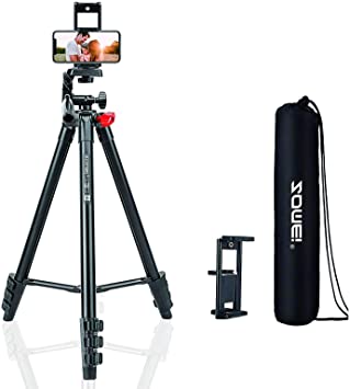 Phone and Ipad Tripod, Video Tripod for Cellphone,Travel Selfie Tripod for Samsung, Huawei,iPhone,Camera and Gopro with Bluetooth Remote Control Universal Smartphone iPad Stand