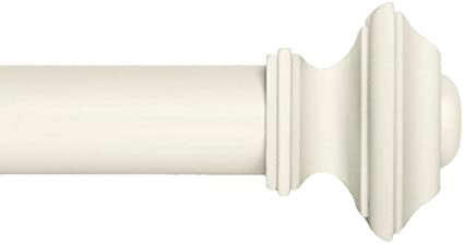 Ivilon Square Designed Style Window Side Curtain Rod, 1 1/8 inch Diameter. 16 to 28 Inch - Ivory/White