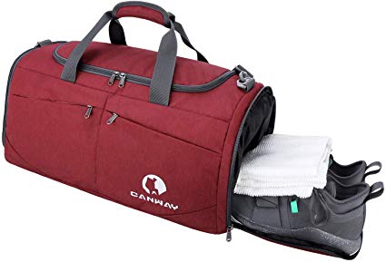 CANWAY Sports Gym Bag, Travel Duffel bag with Wet Pocket & Shoes Compartment for men women, 45L, Lightweight