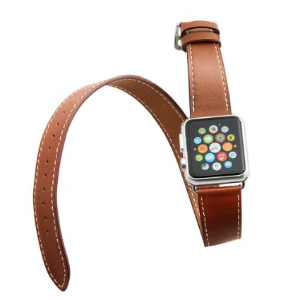 Vilo V-MORO 38mm Apple Watch Extra Long Genuine Leather Band Double Tour Bracelet for Apple iWatch - Brown