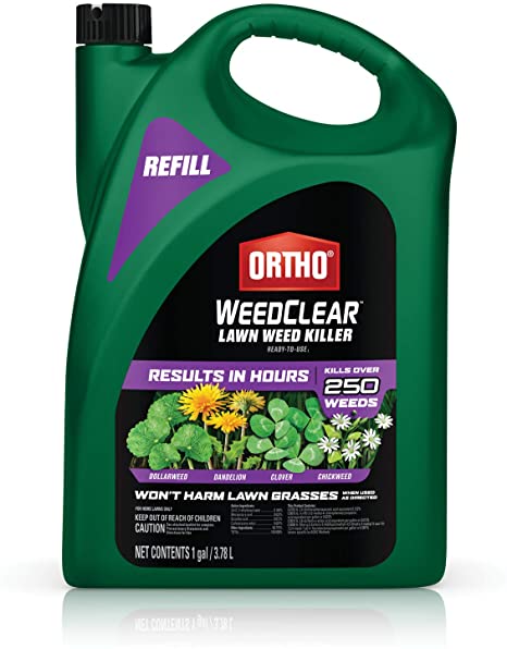 Ortho WeedClear Lawn Weed Killer Ready-to-Use1 - Refill, Results in Hours, Kills Dollarweed, Dandelion, Clover and Chickweed to the Root, Won't Harm Lawn Grass When Used as Directed, 1 gal.