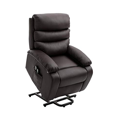 Homegear PU Leather Power Lift Electric Recliner Chair with Massage, Heat and Vibration with Remote Brown