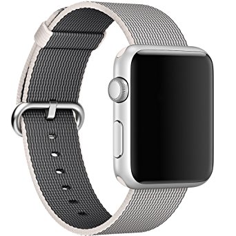 ClockChoice Pearl Woven Nylon Band for 42mm Apple Watch | Uniquely and Artistically Designed Replacement Strap for iWatch | Comfortably Light With Fabric-Like Feel | For Men and Women Use