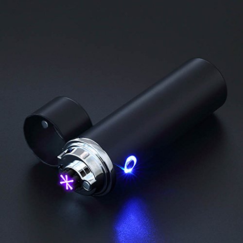 New Lighter HopingFire Triple Arc New Design USB Lighter Rechargeable Windproof Flameless Electronic Coil Premium  Gift Box (sublight black)