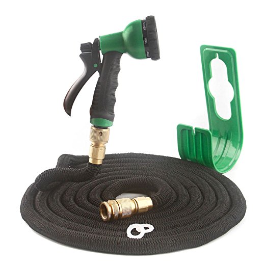 Garden Hose Expandable Hose Pipe Improved New Design 50 Feet with 8 Spray Pattern Nozzle Brass Connectors Double Latex Core, Heavy Duty Strongest High Pressure Expanding for Wash Car Bike by Peatop