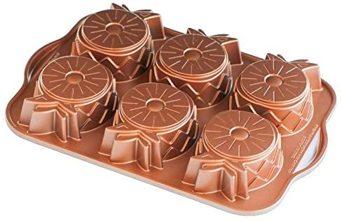 Nordic Ware Pineapple Upside Down Mini Cake Pan, Copper