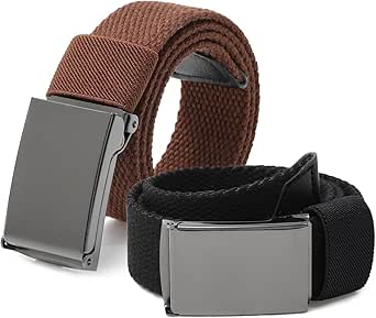 AWAYTR Boys Canvas Web Belts - 2PCS School Uniform Cotton Strap Belt Adjustable in Four Sizes Suitable for Girls