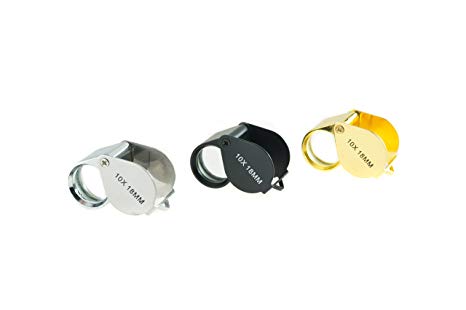 SE MJ381118S Black, Gold, and Silver 18mm Jeweler's Loupes (3 PC.)