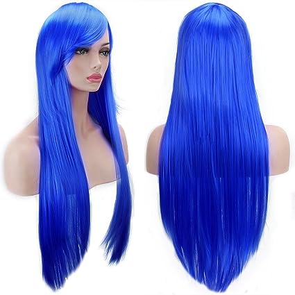 Akstore Wigs 32" 80cm Long Straight Anime Fashion Women's Cosplay Wig Party Wig With Free Wig Cap(Blue)