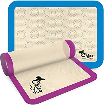 Silicone Baking Mats - Set of 2 Non Stick Half Sheet (16-1/2" x 11-5/8") - Food Grade, Easy to Clean