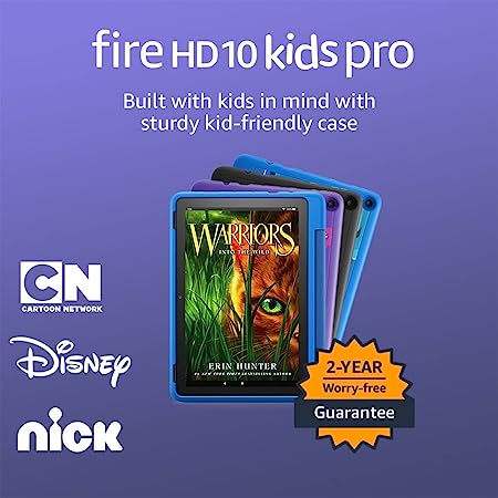 Amazon Fire HD 10 Kids Pro tablet ages 6-12 (2021), 12-hour LONG BATTERY, set screen time limits, AD-FREE content, 32GB, Sky Blue