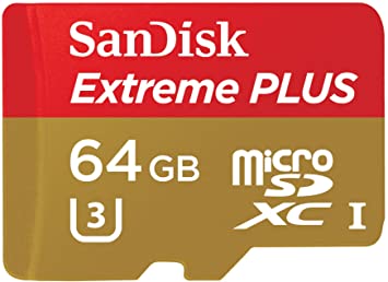 SanDisk Extreme PLUS 64GB microSDXC UHS-I/U3 Card with Adapter (SDSQXSG-064G-GN6MA)