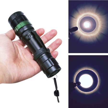 APG 3000 Lumens Zoomable CREE XM-L Q5 LED Flashlight Torch Zoom Lamp Light - 3 Mode Adjustable Brightness Waterproof Design Torch Lighting for Hiking Camping and Outdoor Activity Black