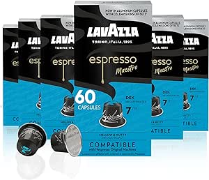 Lavazza Decaffeinato Rico Espresso Dark Roast Capsules Compatible with Nespresso Orginal Machines (Pack of 60)