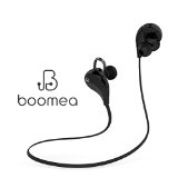 Bluetooth Headphones Black Wireless Headphones by Boomea Ergonomic Earbuds CVC60 Noise Cancelling CSR41 APT-X Audio Decoding Voice Command Music and Call Control For Any Bluetooth Device