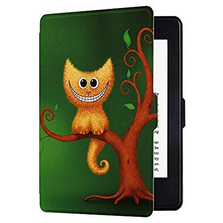 Huasiru Painting Case for Kindle Paperwhite, Cheshire Kitten - fits All Paperwhite Generations Prior to 2018 (Will not fit All-New Paperwhite 10th Generation)