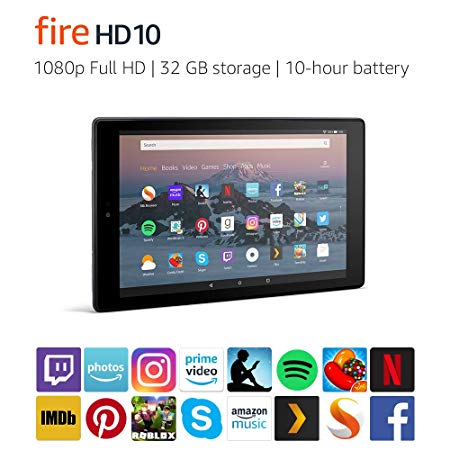 Fire HD 10 Tablet | 10.1" 1080p Full HD Display, 32 GB, Black