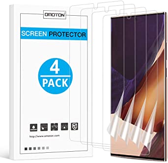 OMOTON [4 pack] Samsung Galaxy Note 20 Ultra Screen Protector - TPU Film Screen Protector for Galaxy Note 20 Ultra 6.9 Inch, 2020 [High Definition] [Bubble Free] [Anti-scratch] [Anti-Fingerprint]