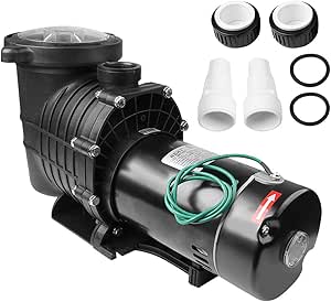 ExGizmo Swimming Pool Pump 1.5 HP 4980 GPH in/above Ground Self Primming Pool Pump with Strainer Basket Pool Pump Motor for Clean Swimming Pool Water