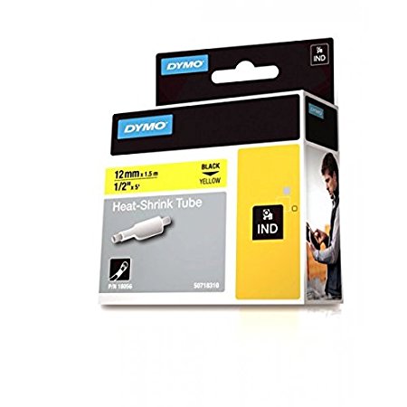 DYMO RhinoPRO Heat-Shrink Cable Label Tubes, 1/2-inch, 5 feet, Yellow (18056)