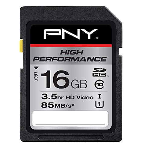 PNY 16GB High Performance Class 10, U1 SD Flash Card- (P-SDHC16GU185-GE)