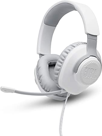 JBL Quantum 100 Wired Over-Ear Gaming Headset with Detachable Mic and 3.5mm Audio Cable - White