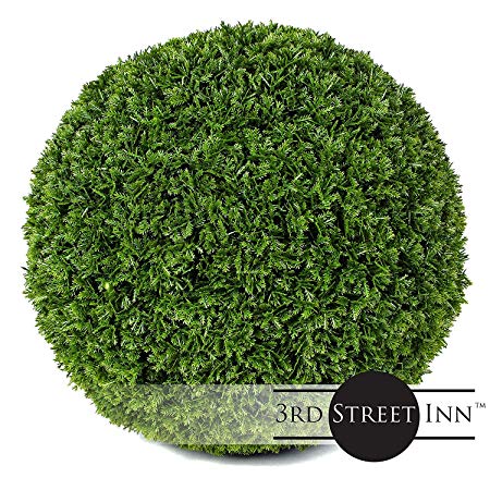 3rd Street Inn Cypress Topiary Ball - 11" Artificial Topiary Plant - Wedding Decor - Indoor/Outdoor Artificial Plant Ball - Topiary Tree Substitute (1, Cypress)