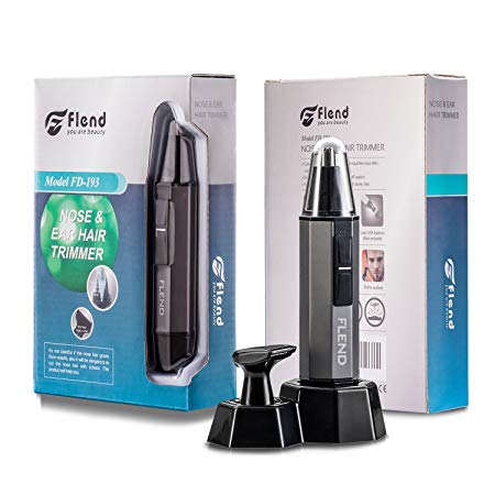 Flend 2-in-1 Waterproof Nose Ear Hair Trimmer, Electric Beard Trimmer, Eyebrow Clipper and Shaver, Cordless Men's Grooming Kit, Battery-Operated