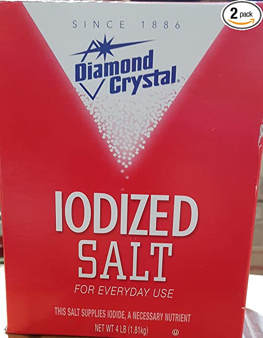 Diamond Crystal Table Iodized Salt, 4 Pound (Pack of 2)