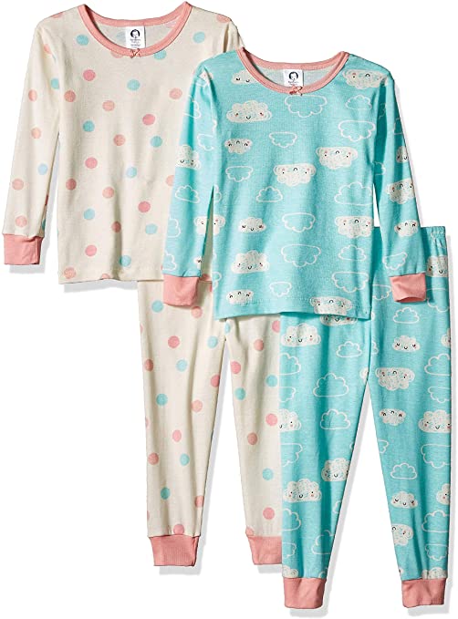 Gerber Baby Girls Organic 2 Pack Cotton Footed Unionsuit