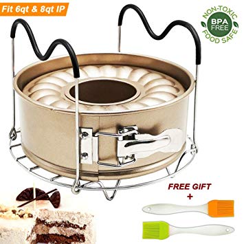 7 Inch Springform Pan Non-stick Leakproof 2 Removable Bottom with Steamer Rack Trivet for Cheesecake Pressure Cooker Accessories Set Fit Instant Pot Accessory 6qt 8qt