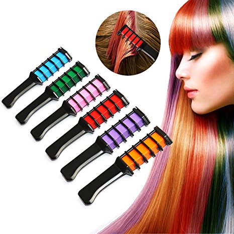 Supmaker Hair Chalk Comb Disposable Instant Hair Color Cream For Kids Hair Dyeing Party and Cosplay DIY, Works on All Hair Colors, Mini 6PCS