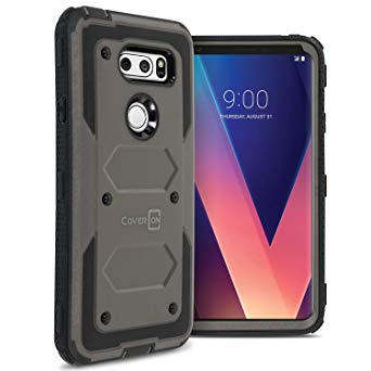 LG V35 ThinQ Case, LG V30 Plus Case, LG V30 Case, CoverON Tank Series Full Body Front and Back Heavy Duty Hard Protective Phone Cover - Gray