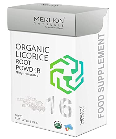 Organic Licorice Root Powder by Merlion Naturals | Glycyrrhiza glabra | USDA NOP Certified 100% Organic | For Healthy Hair & Skin