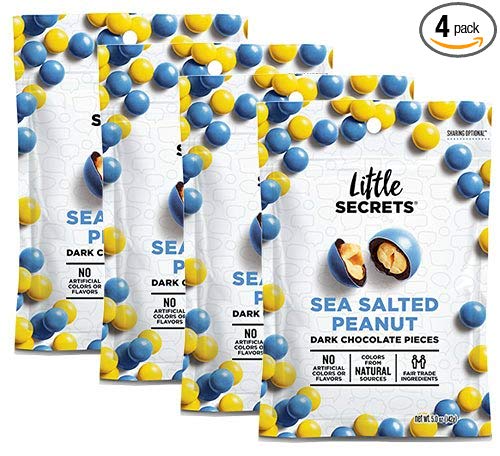 Little Secrets All Natural Fair Trade Gourmet Chocolate Candy - Dark Chocolate Sea Salted Peanut {5 oz, 4 Count} - The World's Most Unbelievably Delicious Chocolate Candies